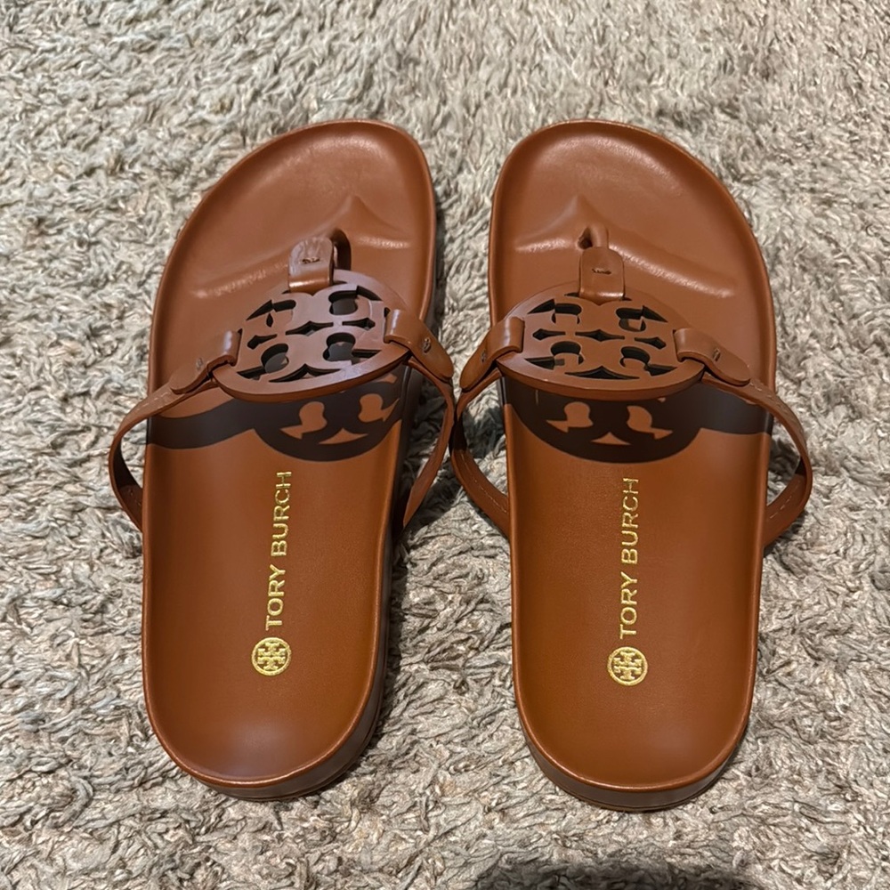 Tory Burch Miller Cloud Calf Leather  Slide Sandals